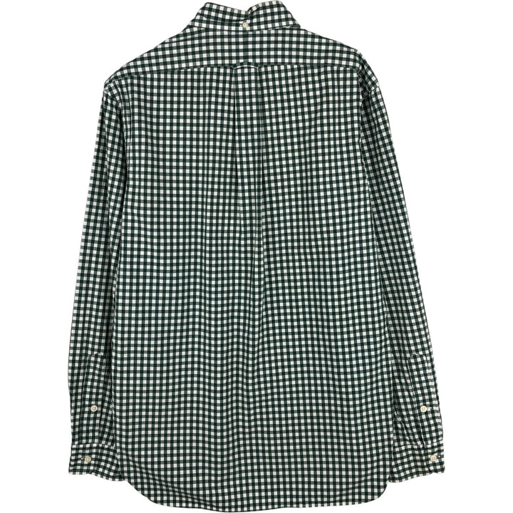 Ralph Lauren Gingham Check Long Sleeve Button-Down Check Shirt, Men's M Size cotton green type Vintage Second Hand