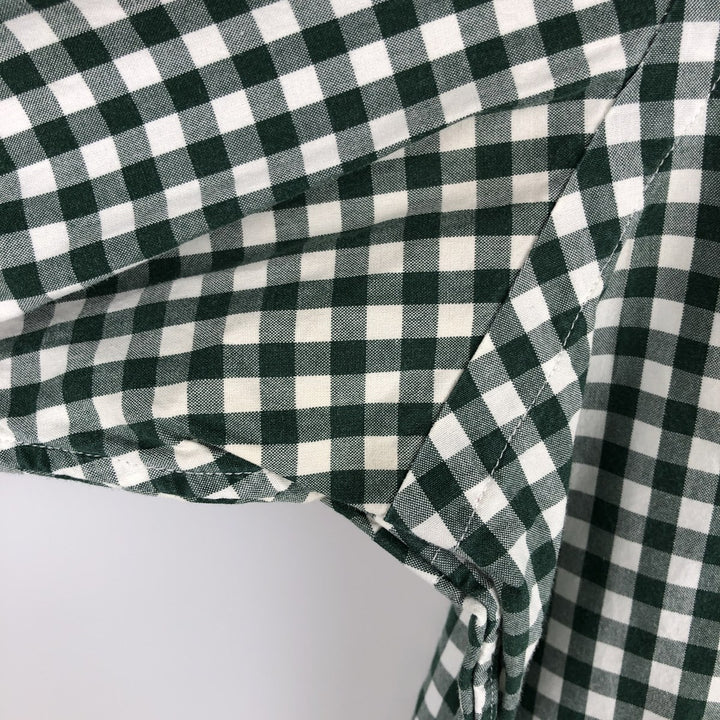 Ralph Lauren Gingham Check Long Sleeve Button-Down Check Shirt, Men's M Size cotton green type Vintage Second Hand