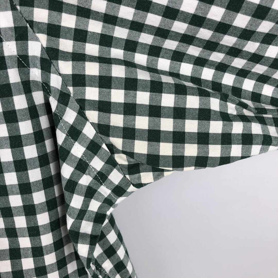 Ralph Lauren Gingham Check Long Sleeve Button-Down Check Shirt, Men's M Size cotton green type Vintage Second Hand