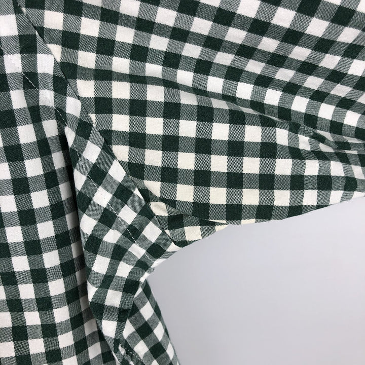 Ralph Lauren Gingham Check Long Sleeve Button-Down Check Shirt, Men's M Size cotton green type Vintage Second Hand
