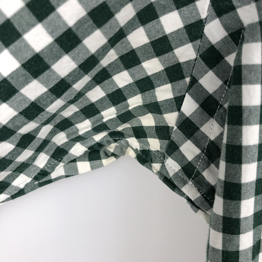Ralph Lauren Gingham Check Long Sleeve Button-Down Check Shirt, Men's M Size cotton green type Vintage Second Hand
