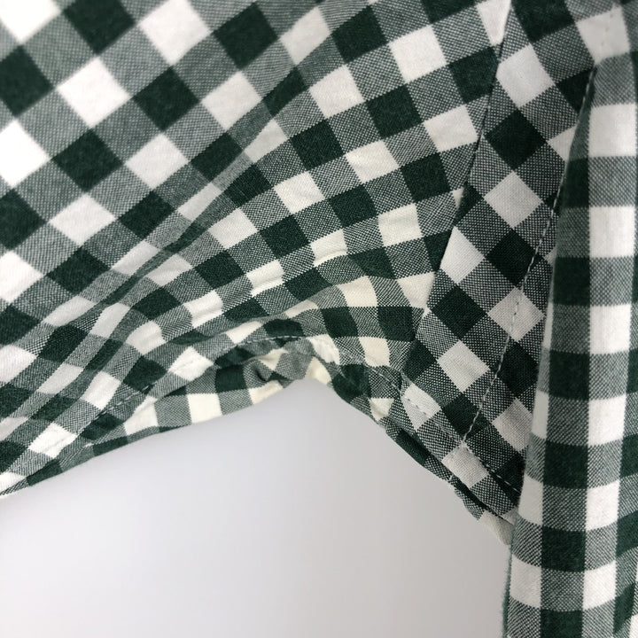 Ralph Lauren Gingham Check Long Sleeve Button-Down Check Shirt, Men's M Size cotton green type Vintage Second Hand