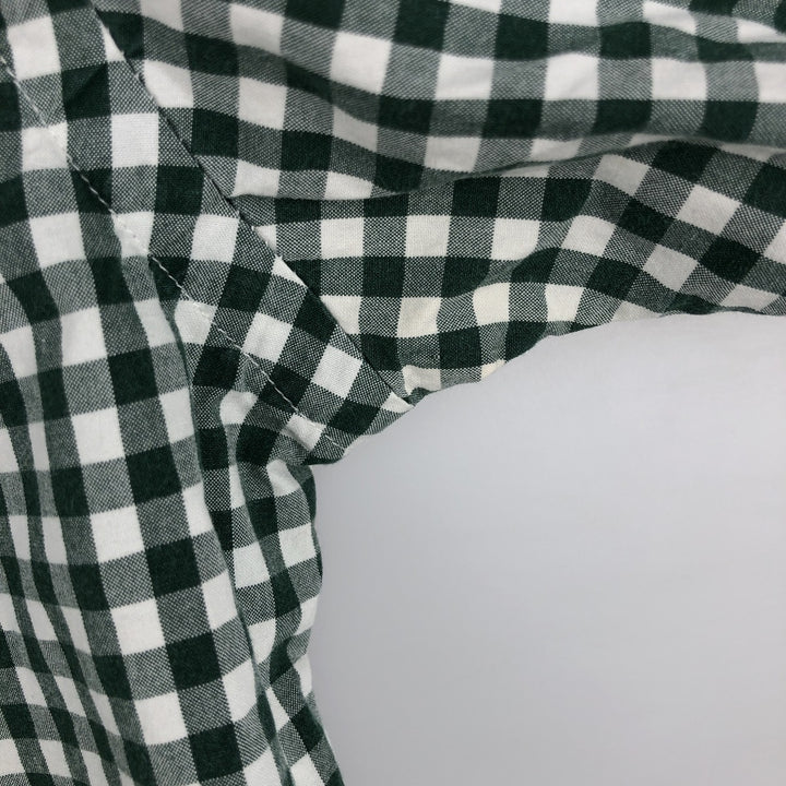 Ralph Lauren Gingham Check Long Sleeve Button-Down Check Shirt, Men's M Size cotton green type Vintage Second Hand