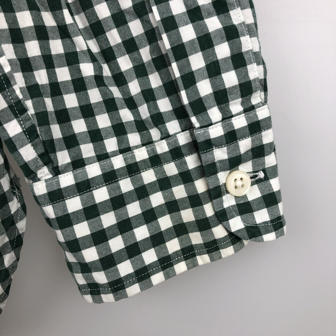 Ralph Lauren Gingham Check Long Sleeve Button-Down Check Shirt, Men's M Size cotton green type Vintage Second Hand