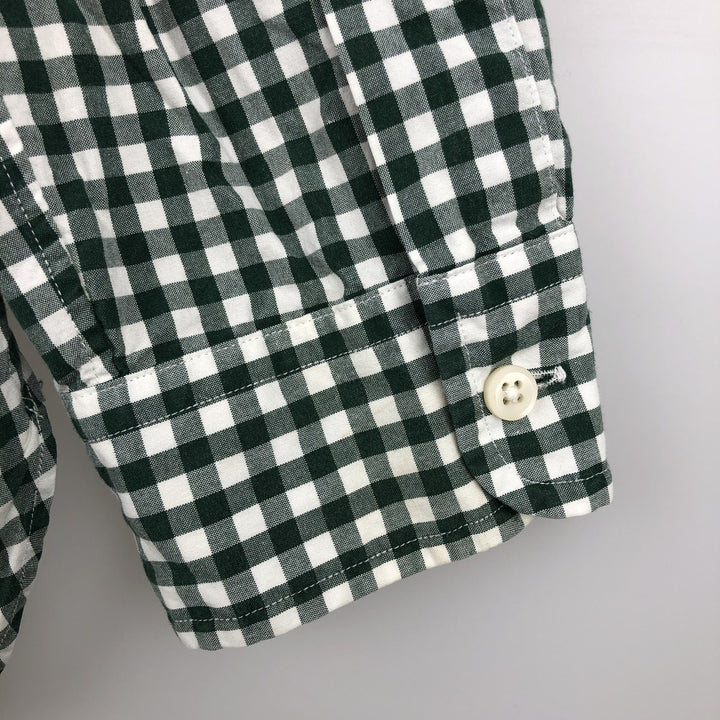 Ralph Lauren Gingham Check Long Sleeve Button-Down Check Shirt, Men's M Size cotton green type Vintage Second Hand