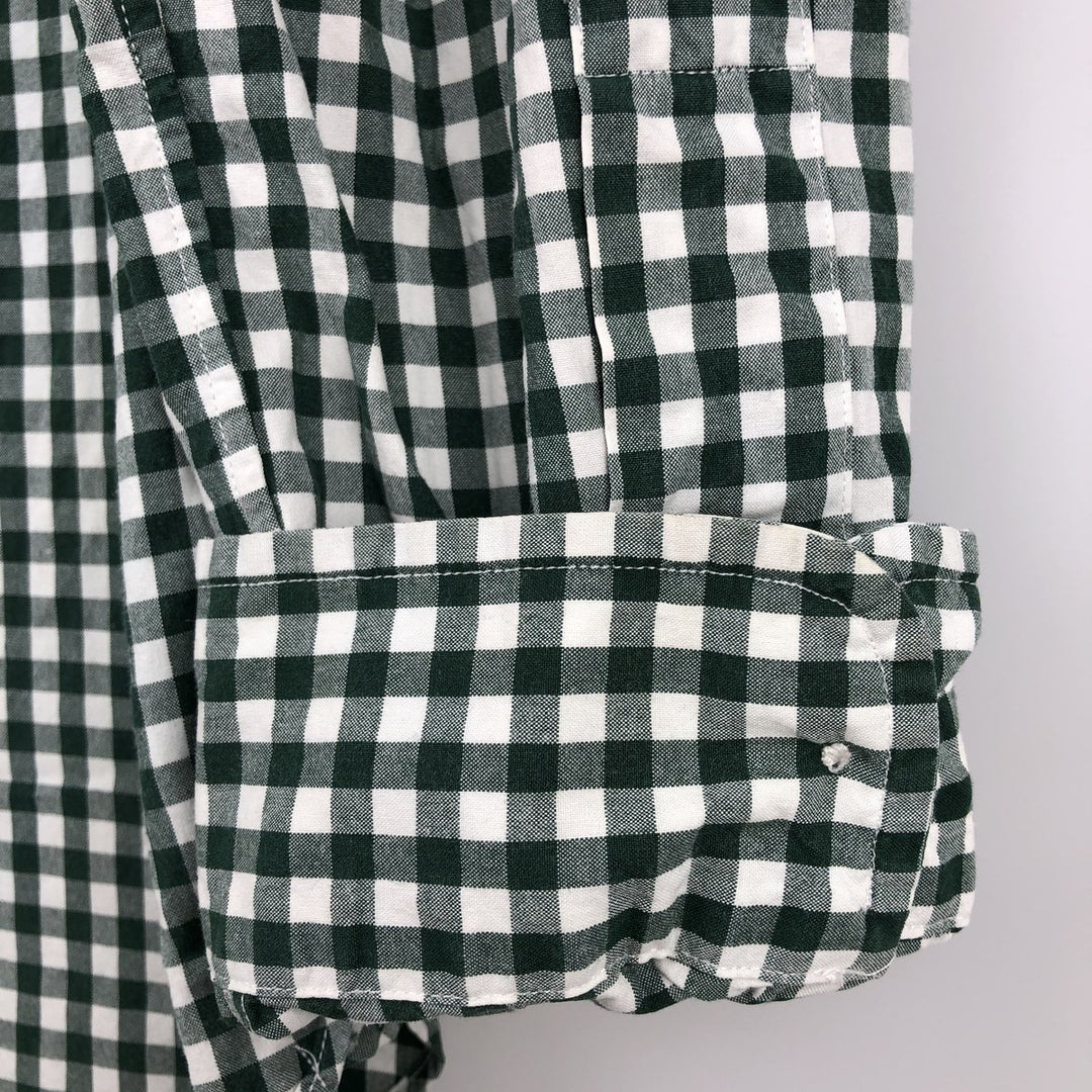 Ralph Lauren Gingham Check Long Sleeve Button-Down Check Shirt, Men's M Size cotton green type Vintage Second Hand