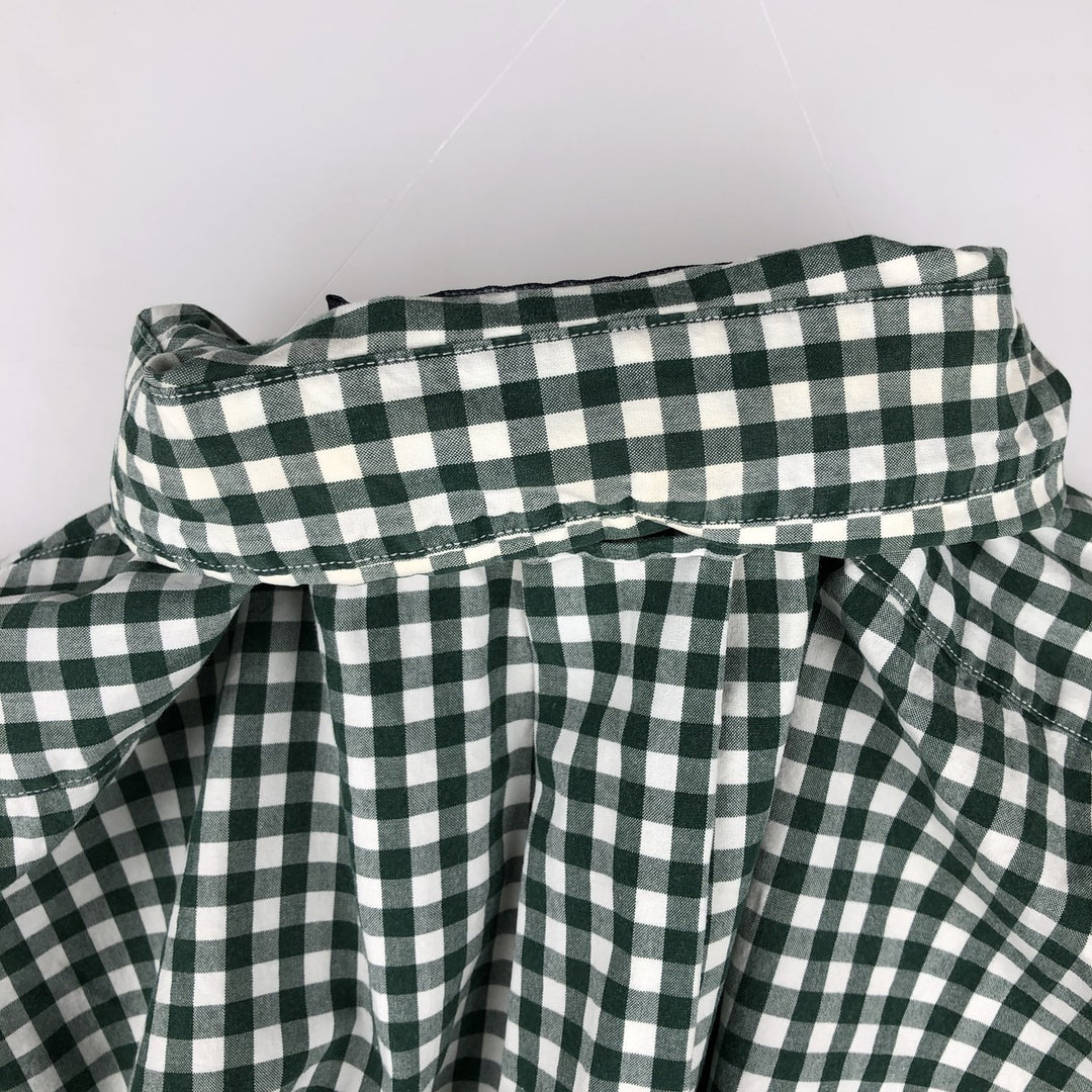 Ralph Lauren Gingham Check Long Sleeve Button-Down Check Shirt, Men's M Size cotton green type Vintage Second Hand