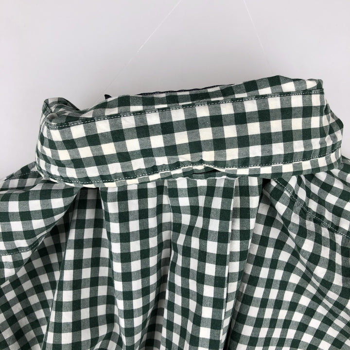 Ralph Lauren Gingham Check Long Sleeve Button-Down Check Shirt, Men's M Size cotton green type Vintage Second Hand