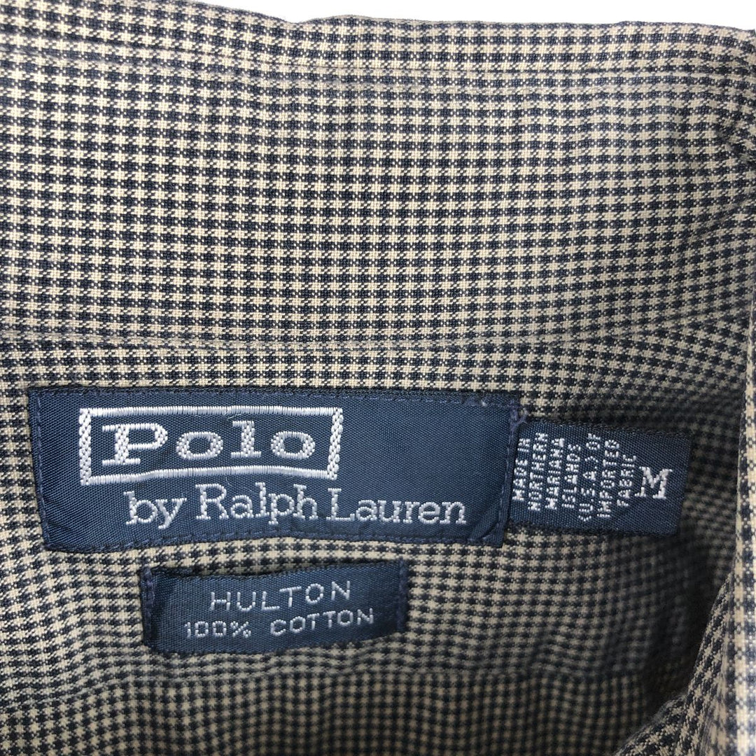 Ralph Lauren POLO by Ralph Lauren HULTON long-sleeved cotton check box shirt, men's size M cotton beige type brown Vintage Second Hand