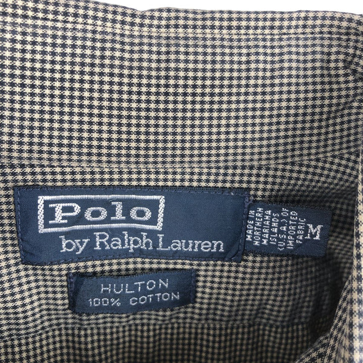 Ralph Lauren POLO by Ralph Lauren HULTON long-sleeved cotton check box shirt, men's size M cotton beige type brown Vintage Second Hand