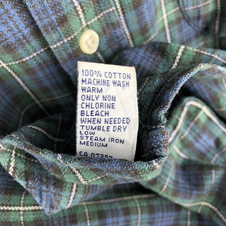 POLO by Ralph Lauren Blackwatch Check Long Sleeve Button-Down Check Shirt, Made in Canada, Men's Size L cotton blue type Vintage Second Hand