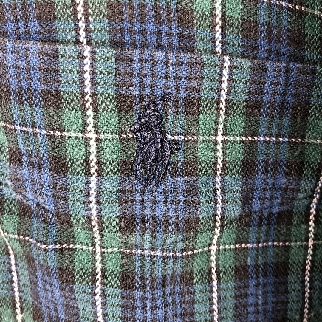POLO by Ralph Lauren Blackwatch Check Long Sleeve Button-Down Check Shirt, Made in Canada, Men's Size L cotton blue type Vintage Second Hand