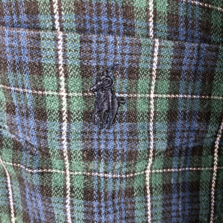 POLO by Ralph Lauren Blackwatch Check Long Sleeve Button-Down Check Shirt, Made in Canada, Men's Size L cotton blue type Vintage Second Hand