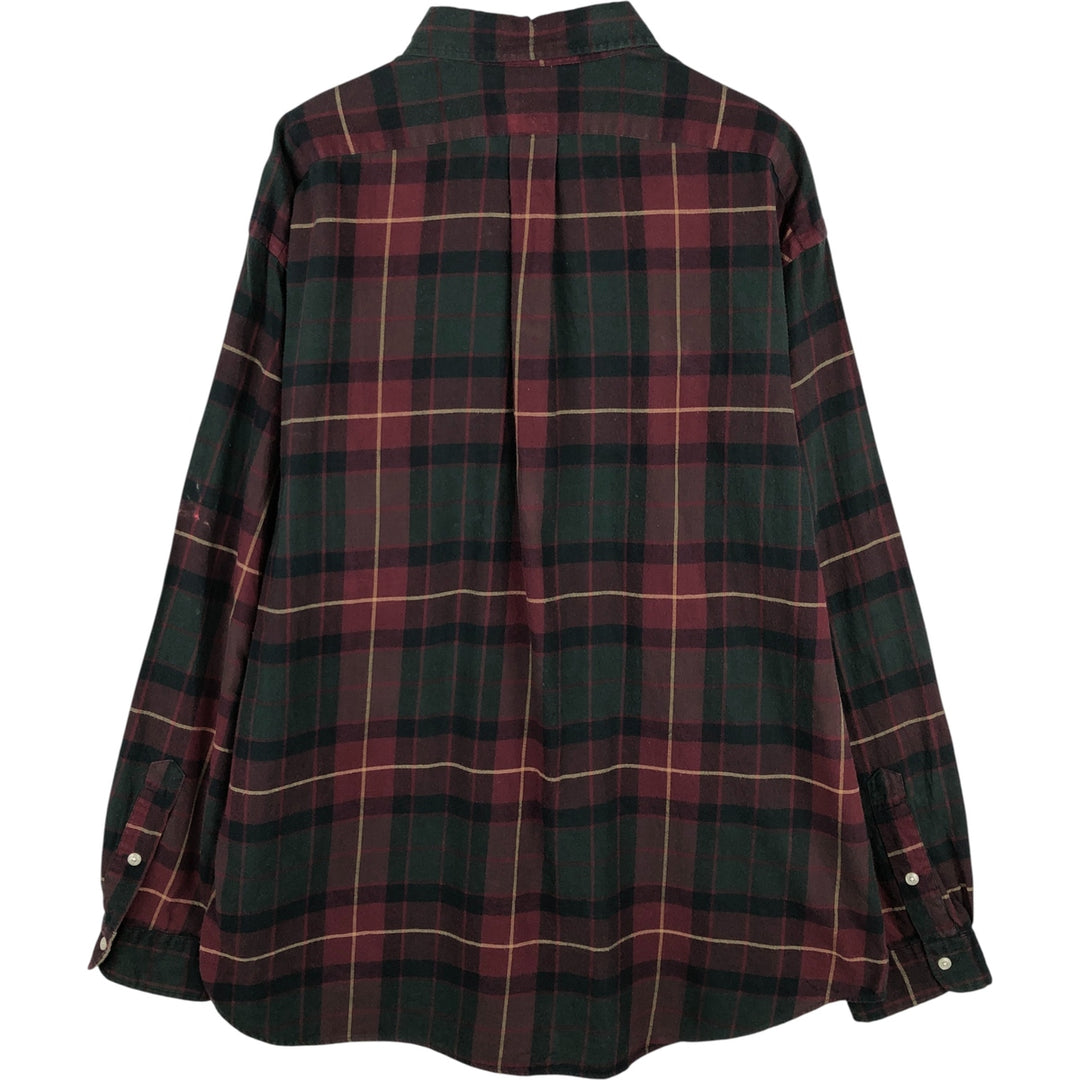 Ralph Lauren BLAIRE long sleeve button down check shirt, men's XXL size cotton Green type dark green Vintage Second Hand