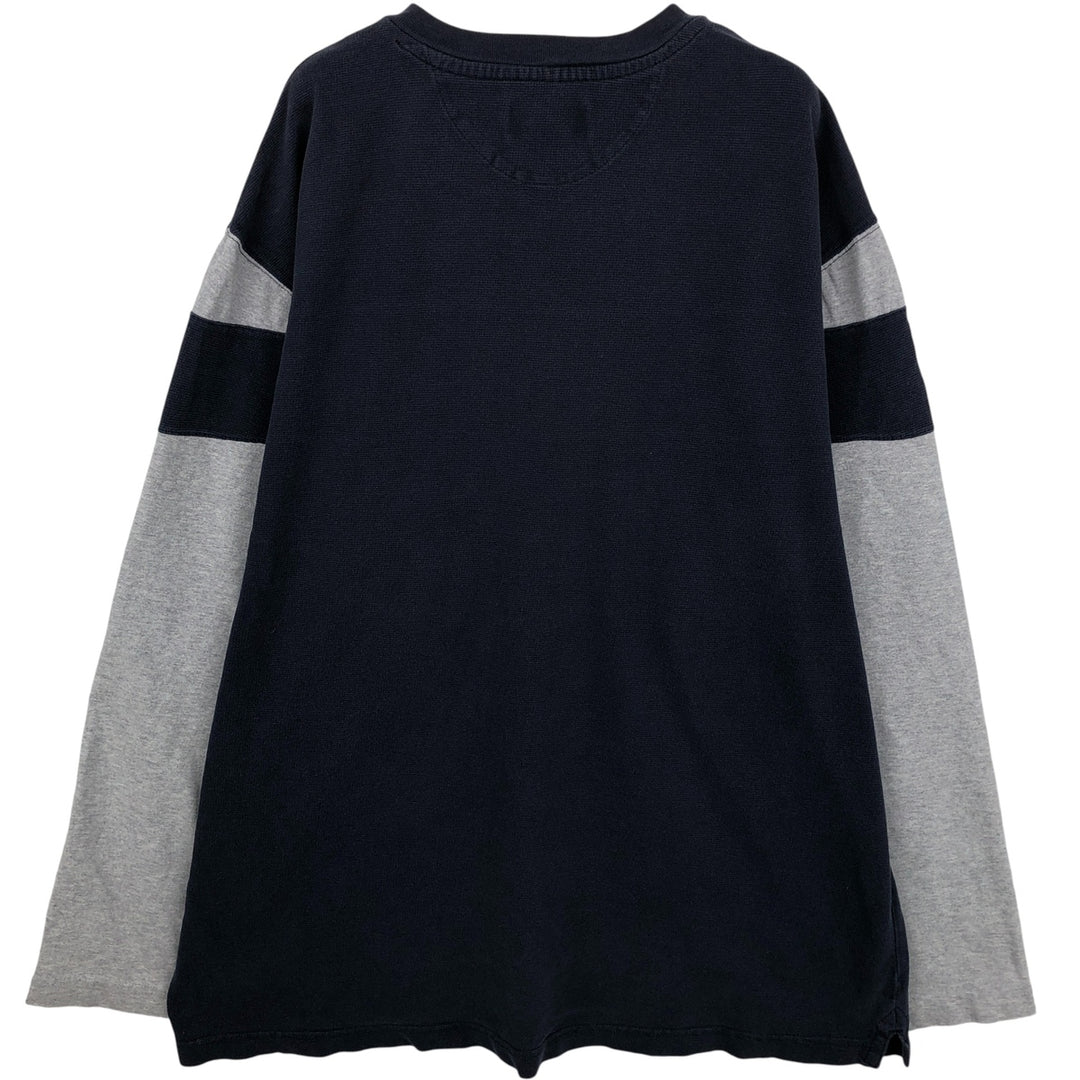 Ralph Lauren CHAPS V-neck thermal long T-shirt, men's size XL cotton navy blue type Vintage Second Hand