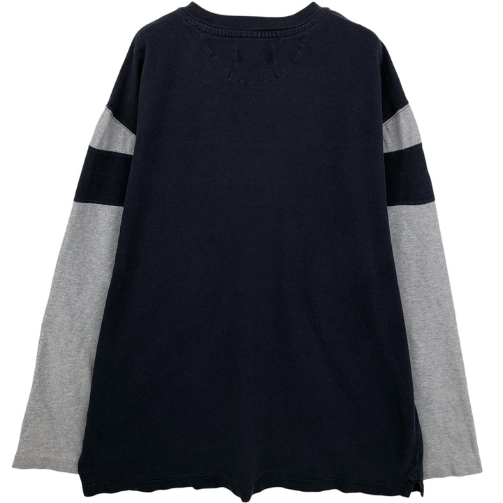 Ralph Lauren CHAPS V-neck thermal long T-shirt, men's size XL cotton navy blue type Vintage Second Hand