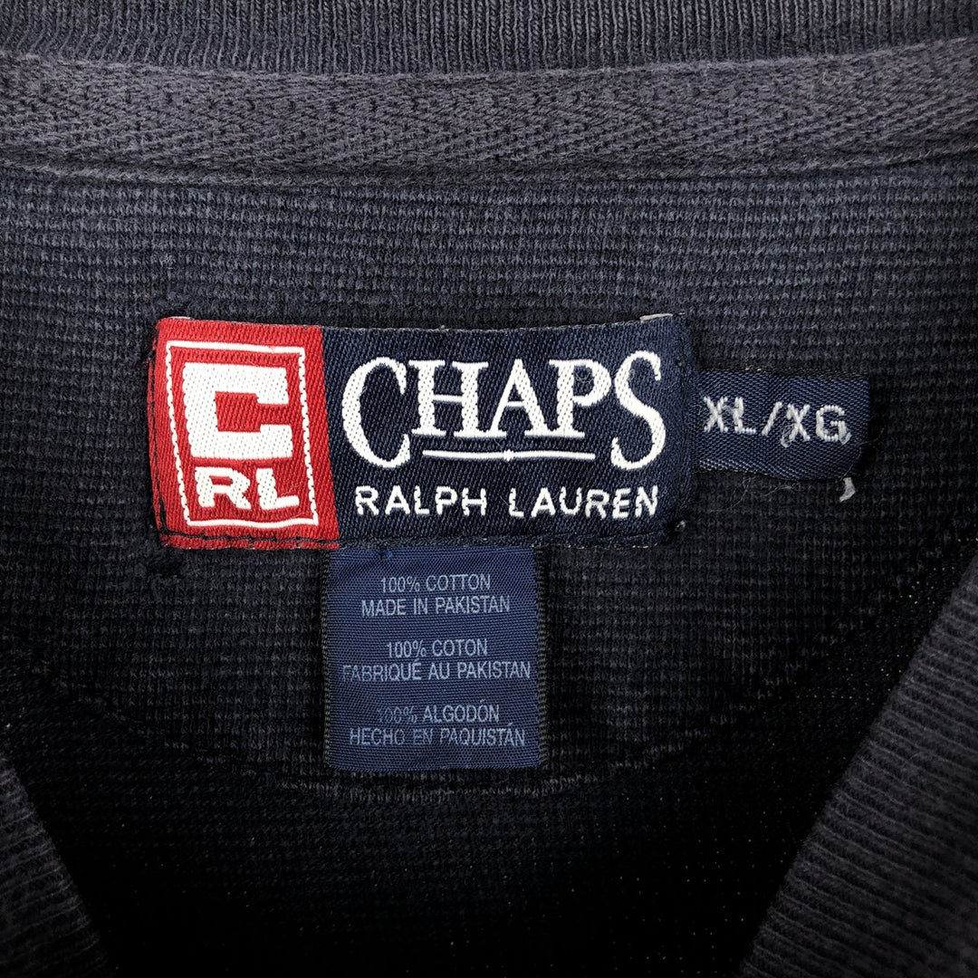 Ralph Lauren CHAPS V-neck thermal long T-shirt, men's size XL cotton navy blue type Vintage Second Hand