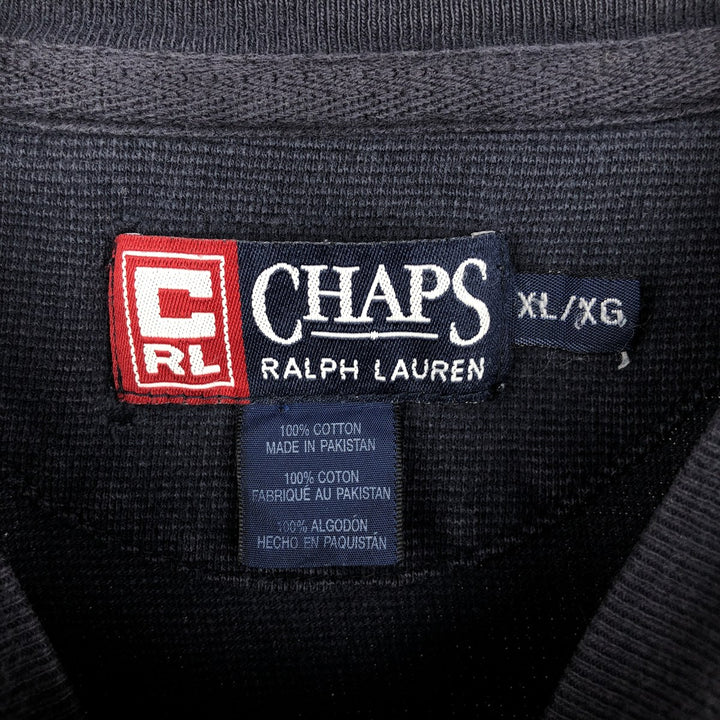 Ralph Lauren CHAPS V-neck thermal long T-shirt, men's size XL cotton navy blue type Vintage Second Hand