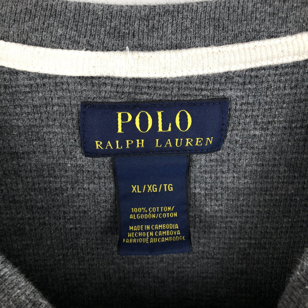 Ralph Lauren POLO RALPH LAUREN Thermal Long T-shirt Waffle Men's XL cotton Charcoal Vintage Second Hand