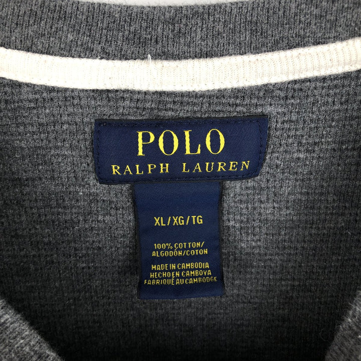 Ralph Lauren POLO RALPH LAUREN Thermal Long T-shirt Waffle Men's XL cotton Charcoal Vintage Second Hand
