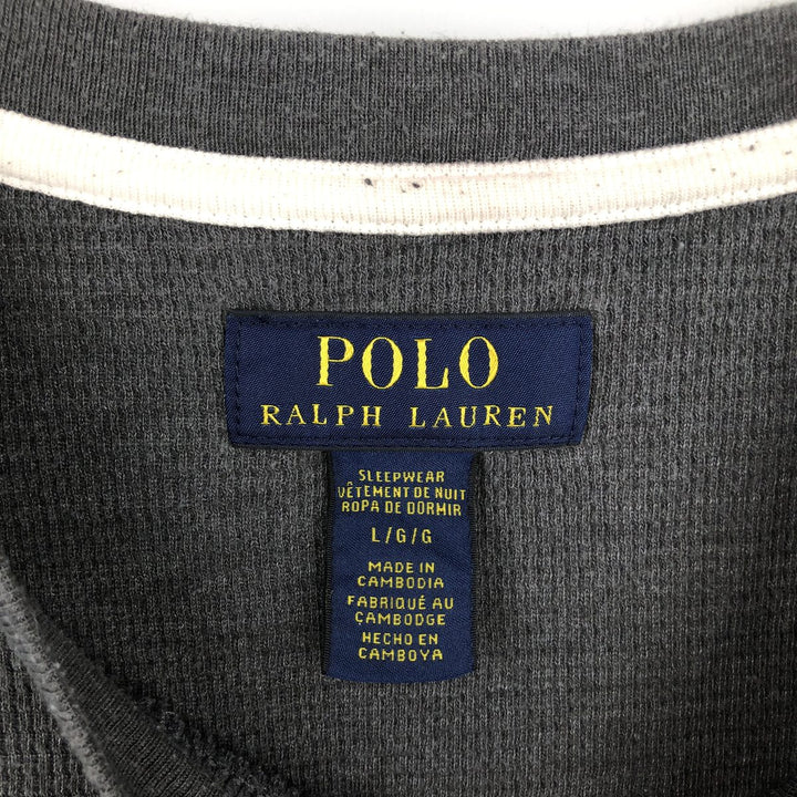 Ralph Lauren POLO RALPH LAUREN SLEEPWEAR Thermal Long T-Shirt, Men's Size L cotton Charcoal Vintage Second Hand