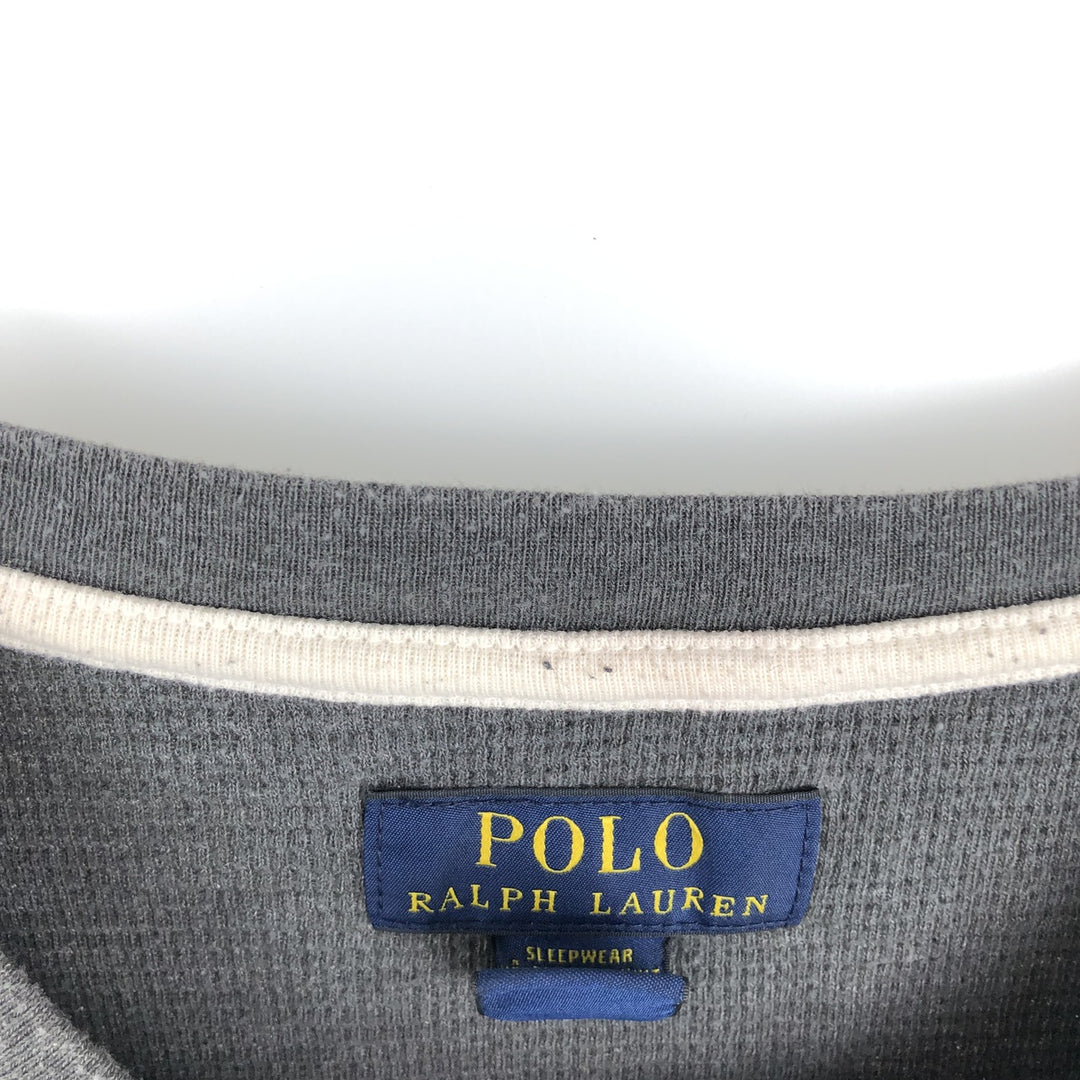 Ralph Lauren POLO RALPH LAUREN SLEEPWEAR Thermal Long T-Shirt, Men's Size L cotton Charcoal Vintage Second Hand