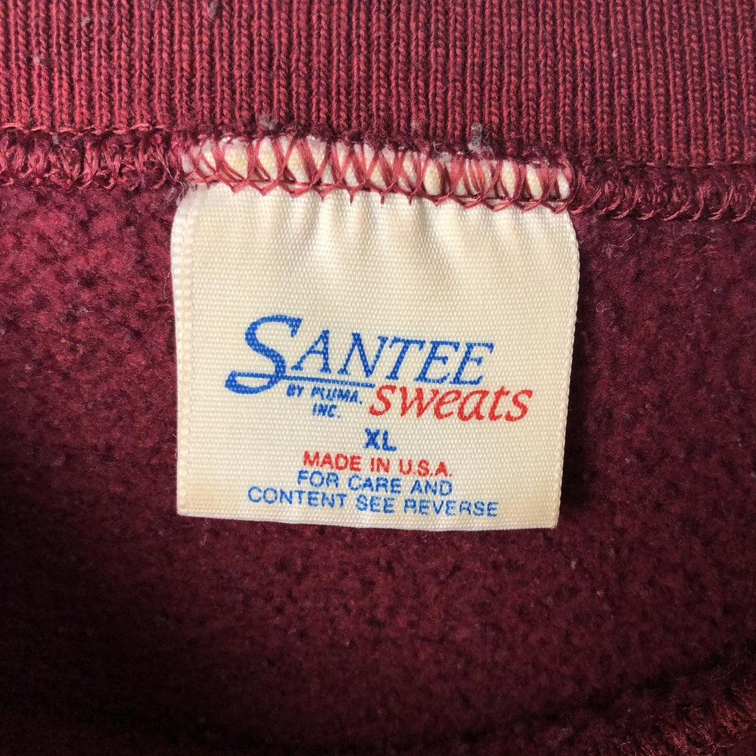 90'S Santee University of Wisconsin College Sweatshirt, Made in USA, Men's Size XL, Vintage cotton Red type red-purple Vintage Second Hand