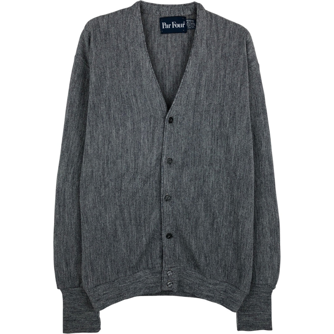 Vintage 1980'S Par Four acrylic knit cardigan, made in the USA, size M, men's. acrylic gray type Vintage Second Hand