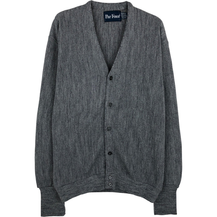 Vintage 1980'S Par Four acrylic knit cardigan, made in the USA, size M, men's. acrylic gray type Vintage Second Hand