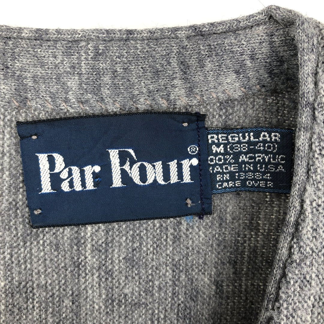 Vintage 1980'S Par Four acrylic knit cardigan, made in the USA, size M, men's. acrylic gray type Vintage Second Hand