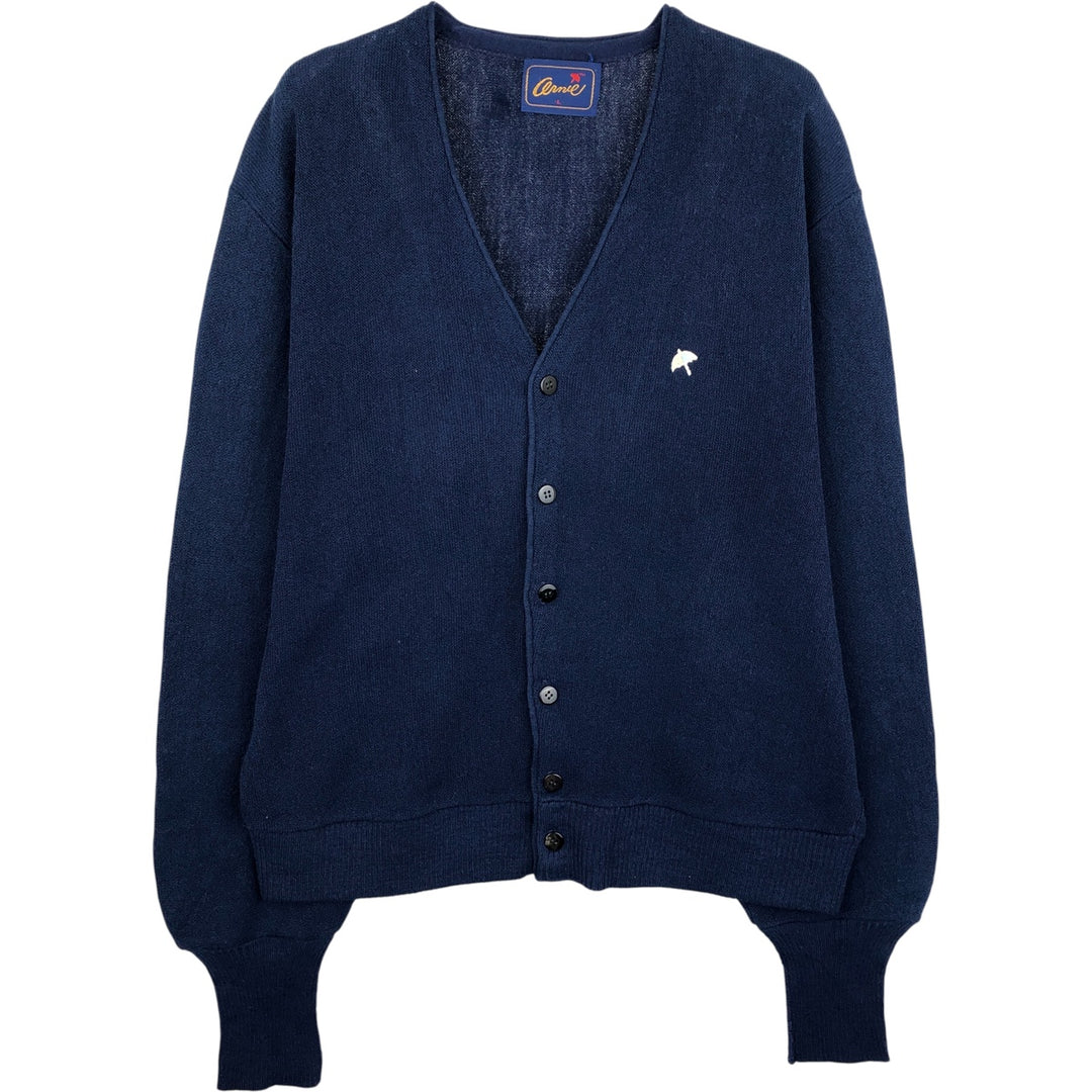 Vintage 90'S Ornie knit cardigan, size L, men's unclear navy blue type Vintage Second Hand