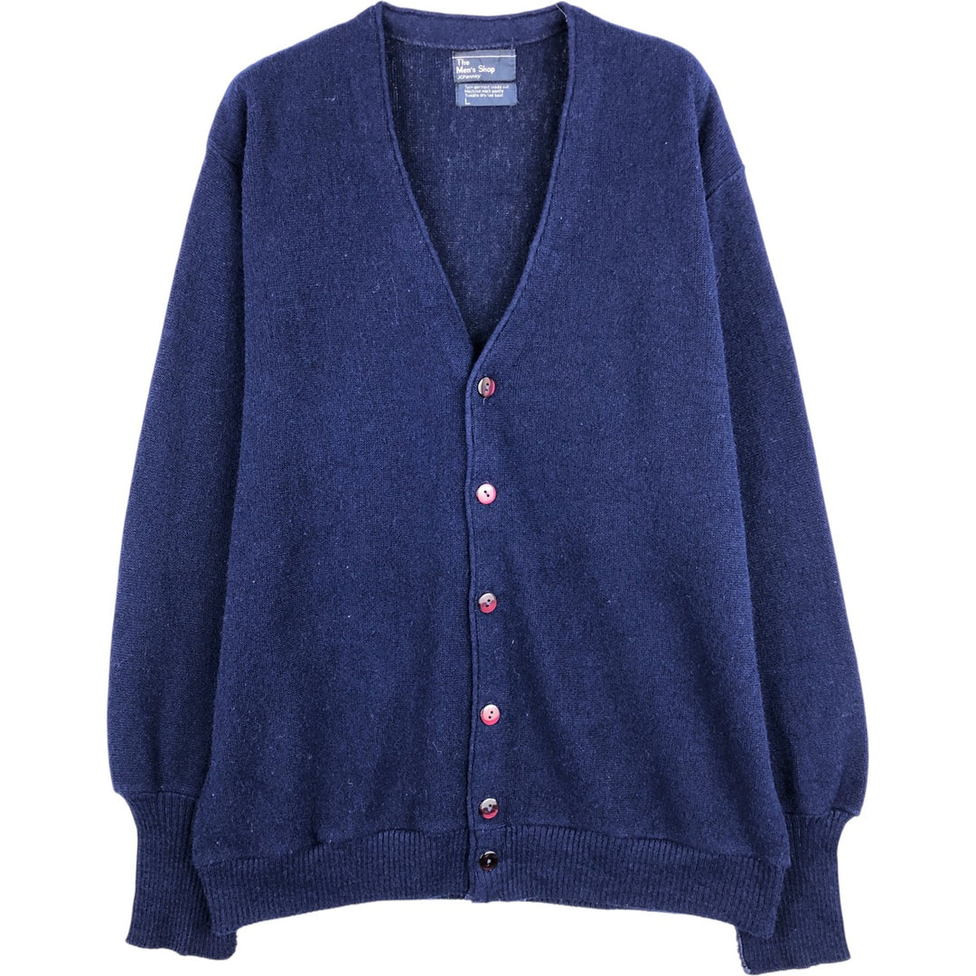 Vintage 1980'S JCPenney The Men's Shop acrylic knit cardigan, size L acrylic navy blue type Vintage Second Hand