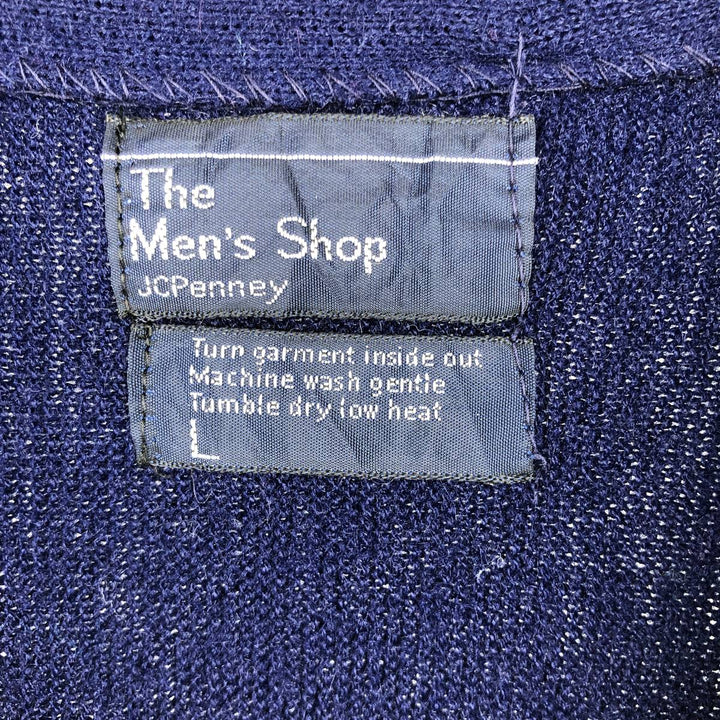 Vintage 1980'S JCPenney The Men's Shop acrylic knit cardigan, size L acrylic navy blue type Vintage Second Hand
