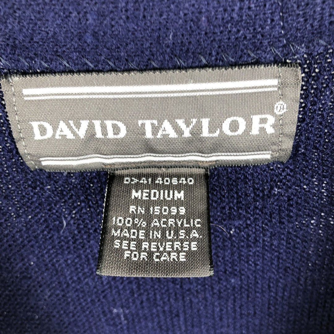 Vintage David Taylor acrylic knit cardigan, made in the USA, size M, men's size. acrylic navy blue type Vintage Second Hand