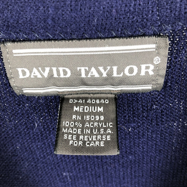 Vintage David Taylor acrylic knit cardigan, made in the USA, size M, men's size. acrylic navy blue type Vintage Second Hand