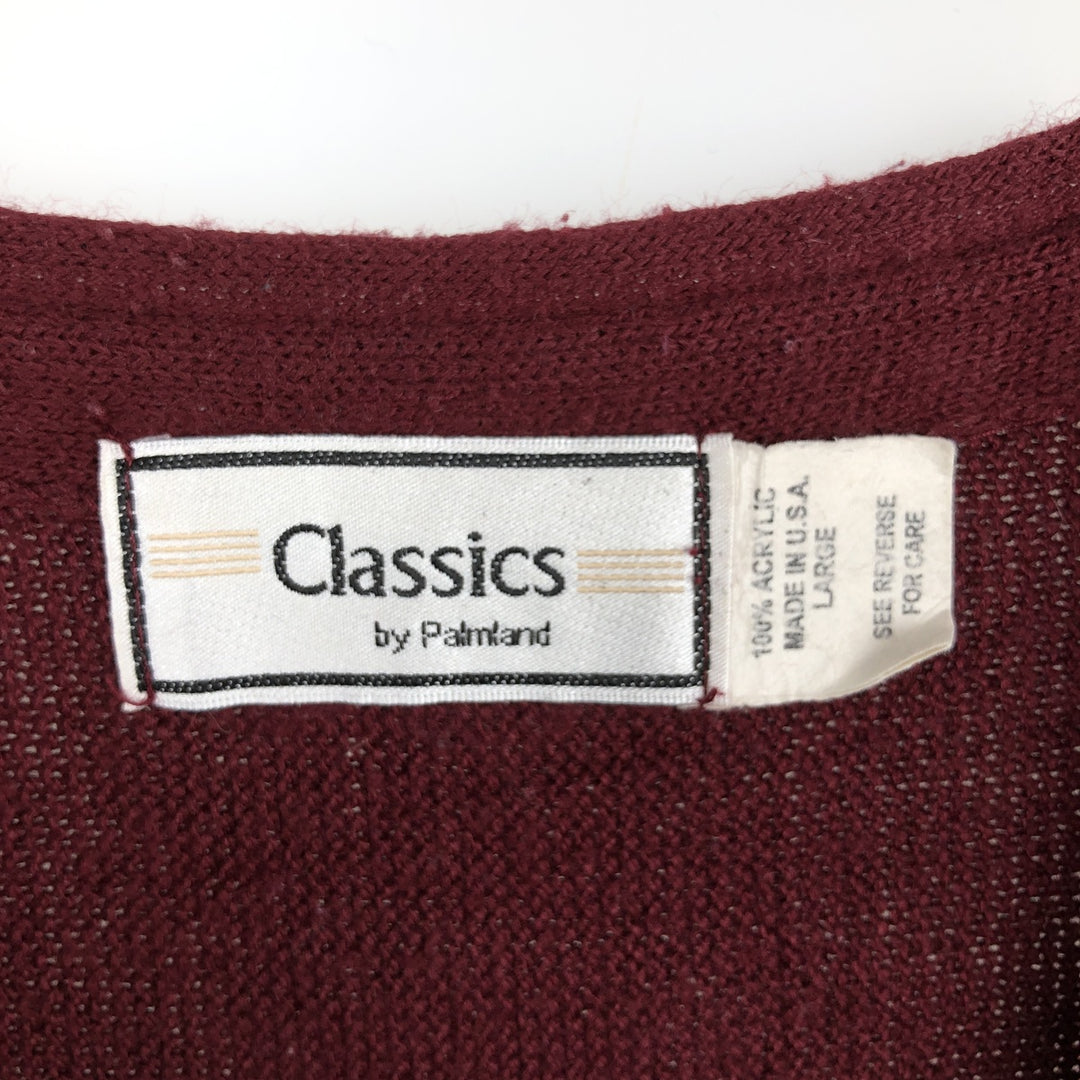 Palmland Classics Vintage Acrylic Knit Cardigan, Made in USA, Men's Size L acrylic burgundy type Vintage Second Hand