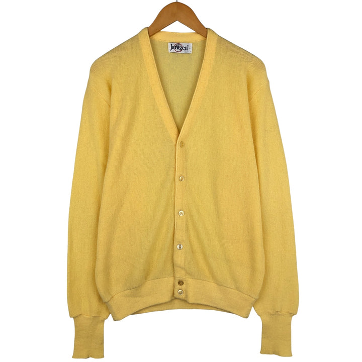 Vintage 1990'S Jantzen knit cardigan, made in the USA, size L (men's size), long sleeves. unclear yellow type Vintage Second Hand