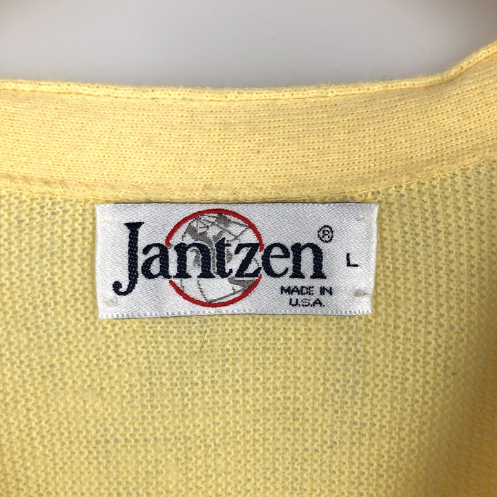 Vintage 1990'S Jantzen knit cardigan, made in the USA, size L (men's size), long sleeves. unclear yellow type Vintage Second Hand