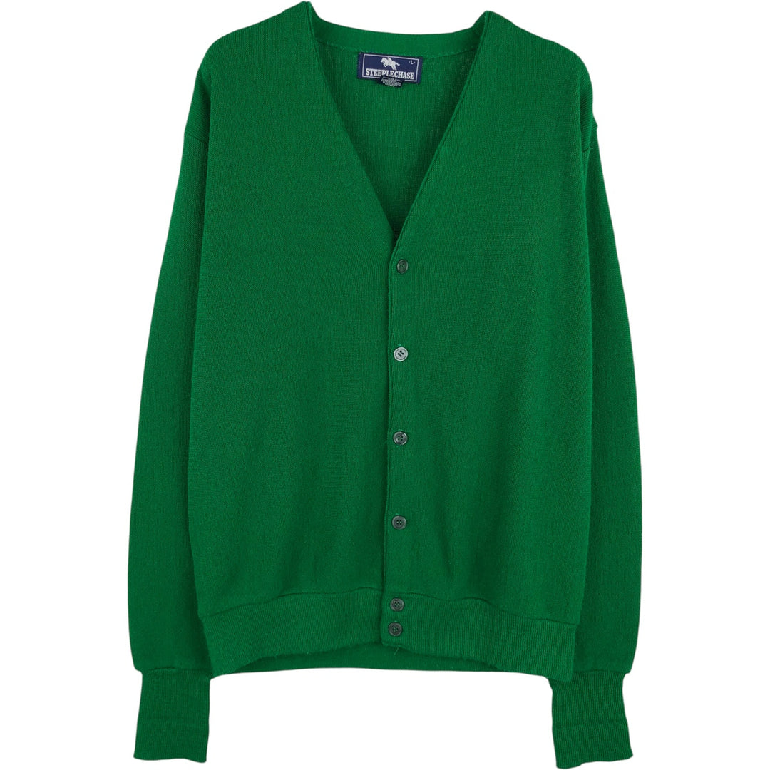 Vintage 90'S Steeplechase acrylic knit cardigan, made in the USA, size L, men's Oron Acrylic green type Vintage Second Hand