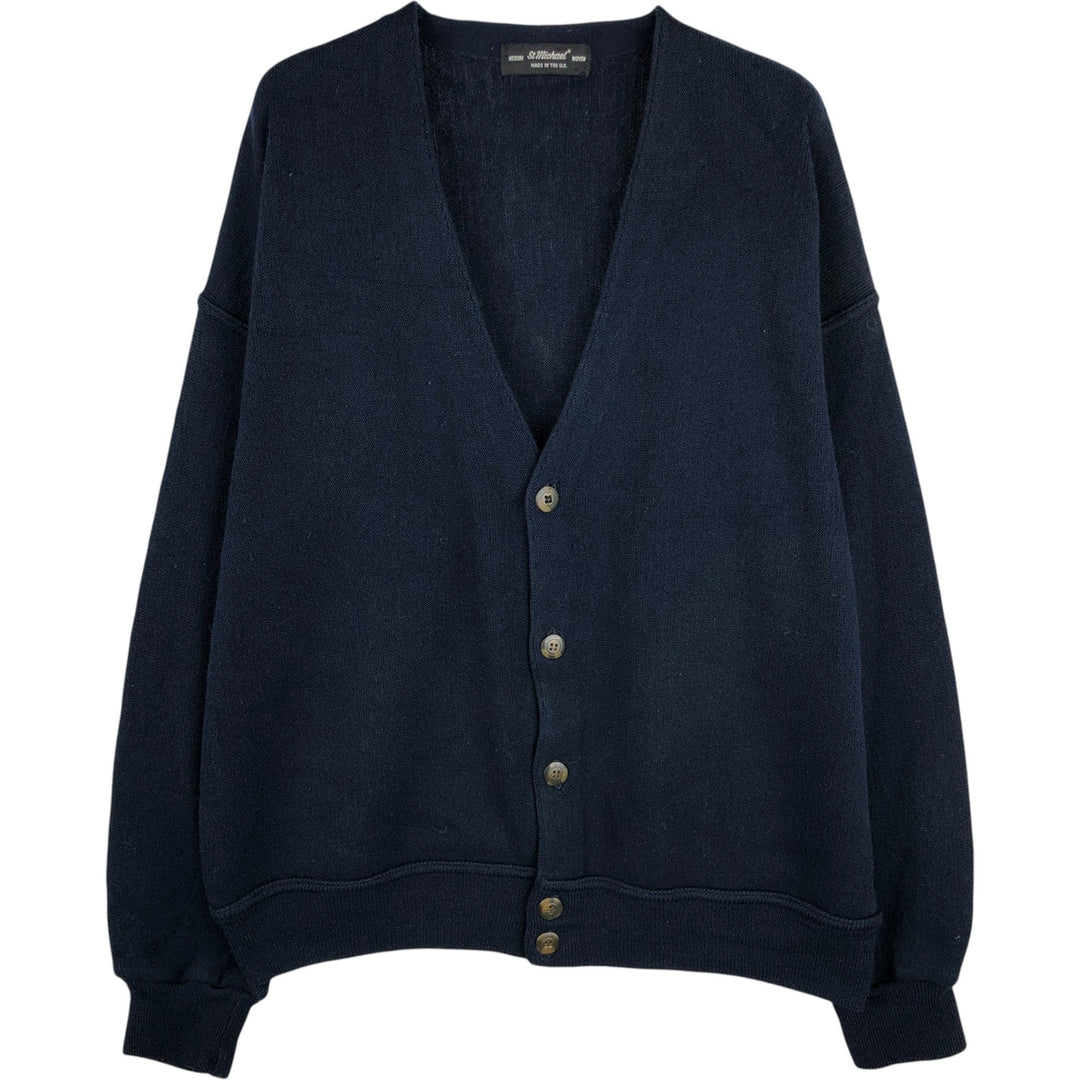 St. Michael wool and acrylic knit cardigan, made in the UK, men's size M wool navy blue type Vintage Second Hand