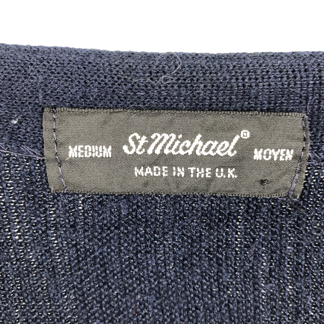 St. Michael wool and acrylic knit cardigan, made in the UK, men's size M wool navy blue type Vintage Second Hand