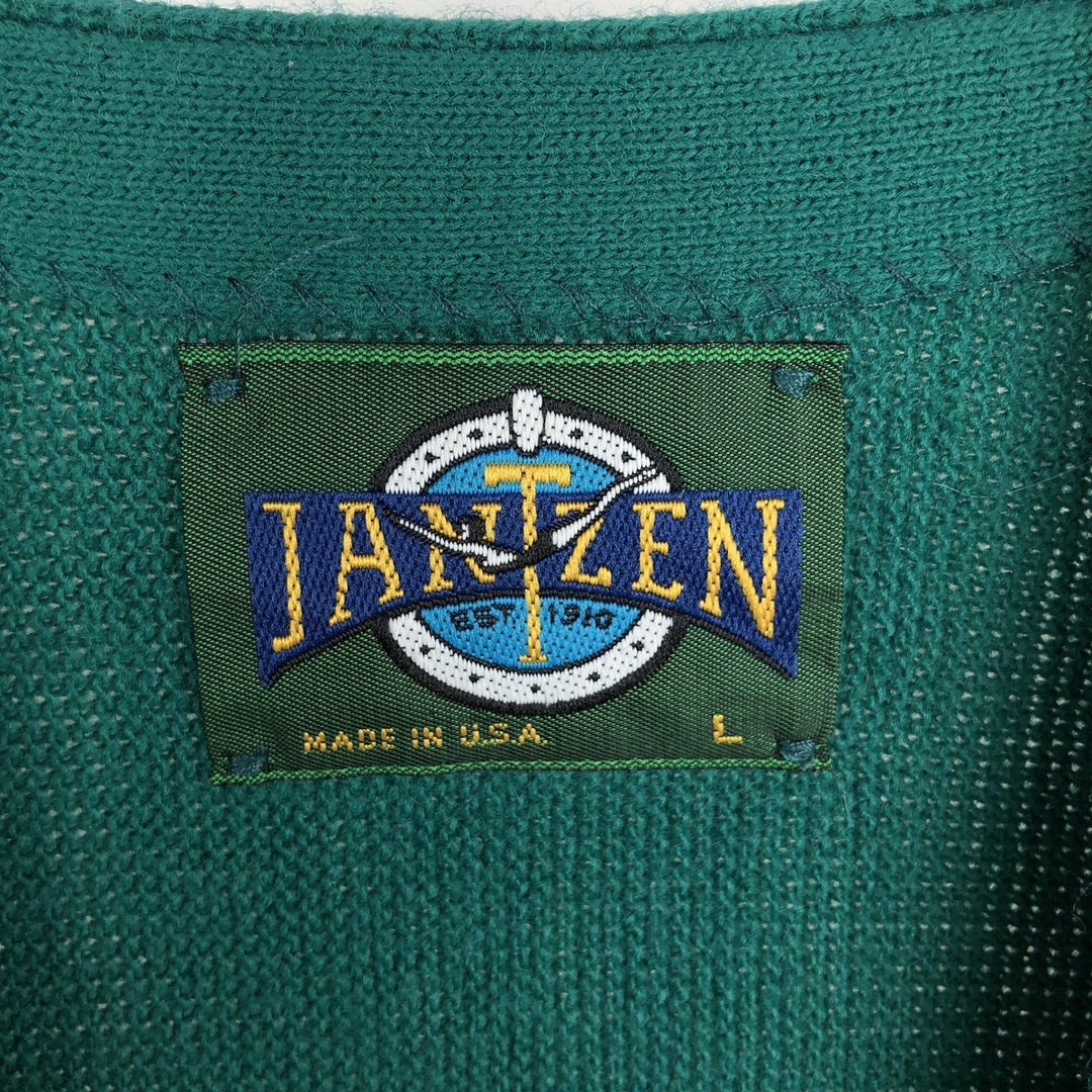 Vintage 90'S Jantzen knit cardigan, made in the USA, size L, men's unclear green type Vintage Second Hand