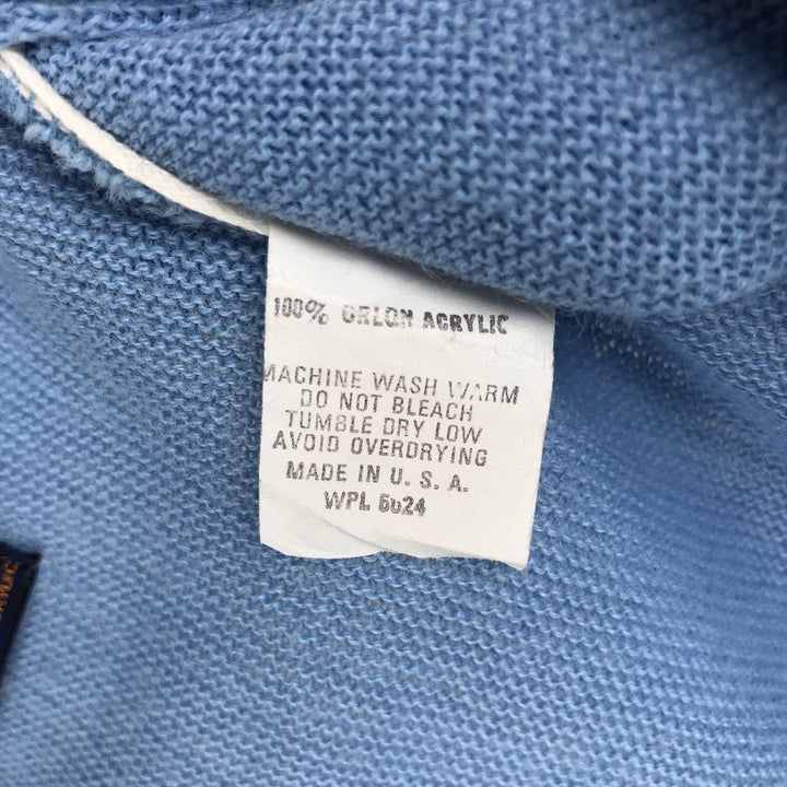 90s-00'S Arrow Tournament Acrylic Knit Cardigan, Made in USA, Men's Size L, Vintage Oron Acrylic Blue type light blue Vintage Second Hand