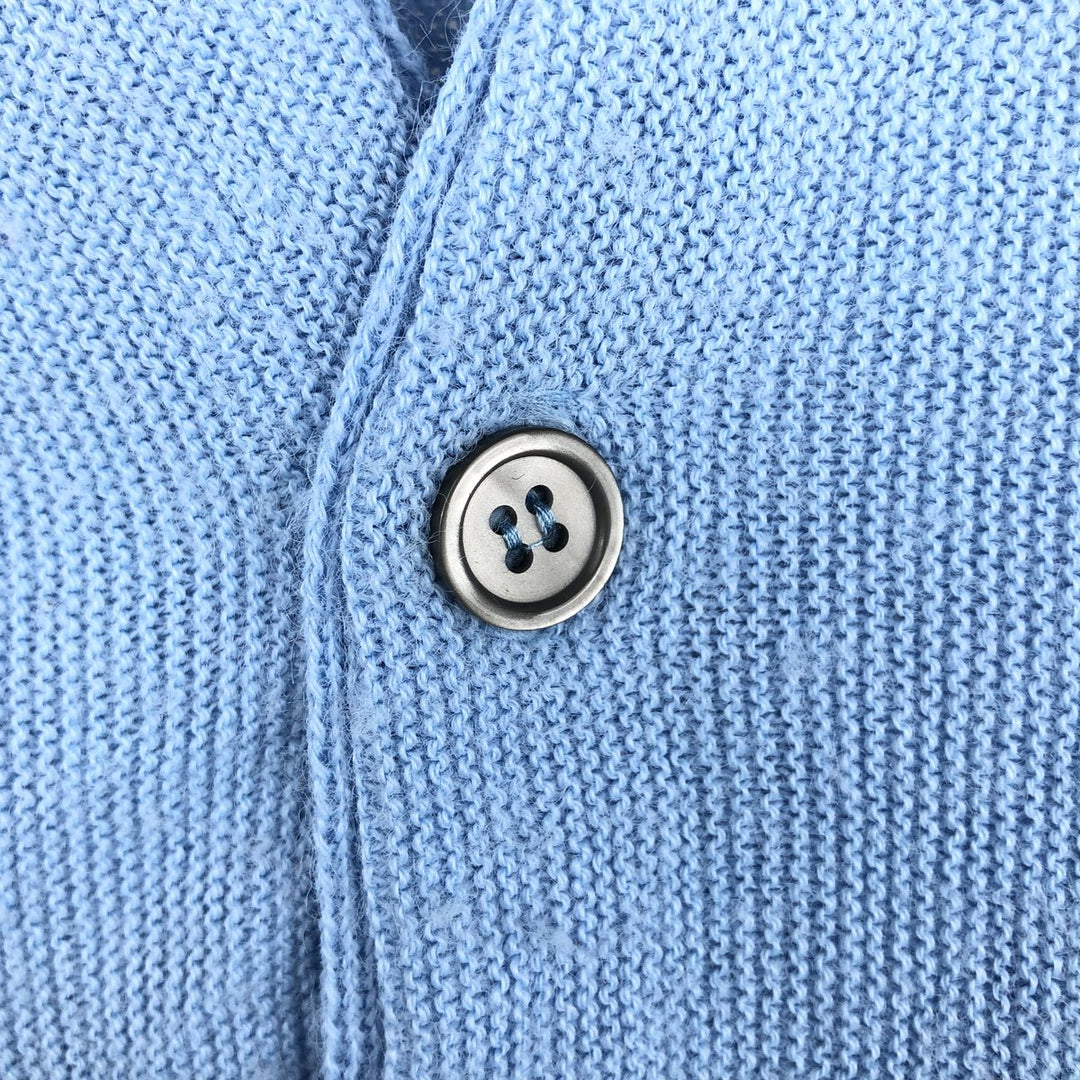 90s-00'S Arrow Tournament Acrylic Knit Cardigan, Made in USA, Men's Size L, Vintage Oron Acrylic Blue type light blue Vintage Second Hand