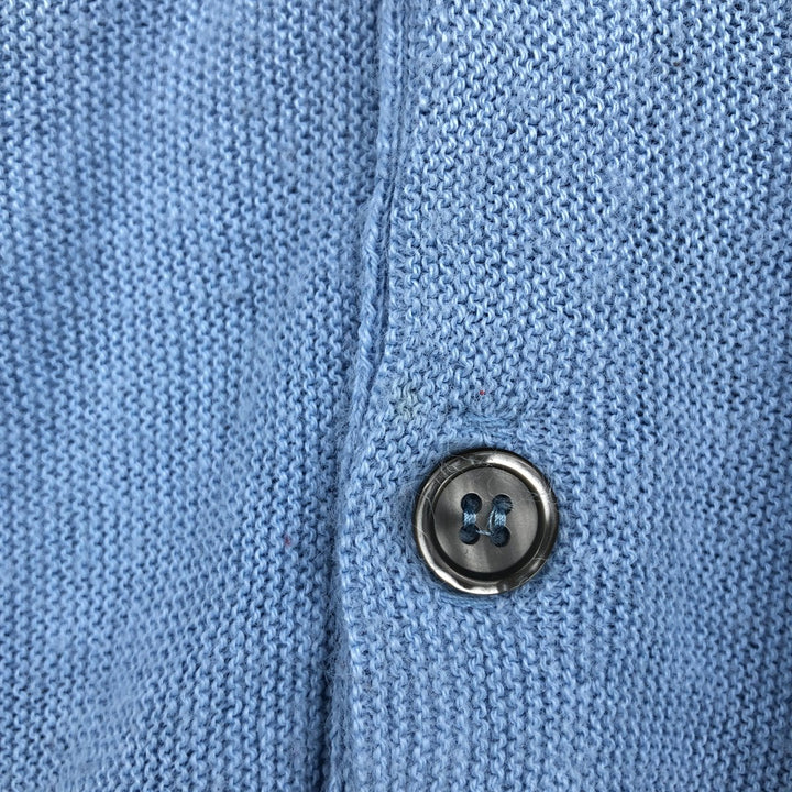 90s-00'S Arrow Tournament Acrylic Knit Cardigan, Made in USA, Men's Size L, Vintage Oron Acrylic Blue type light blue Vintage Second Hand