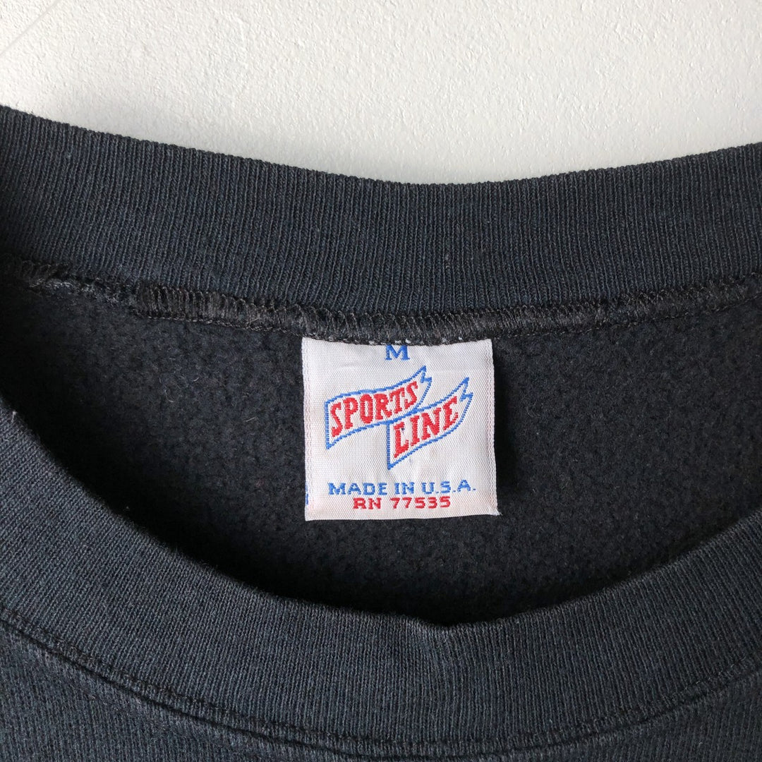 SPORTS LINE College Character Sweatshirt, Made in USA, Men's Size Medium polyester black type Vintage Second Hand