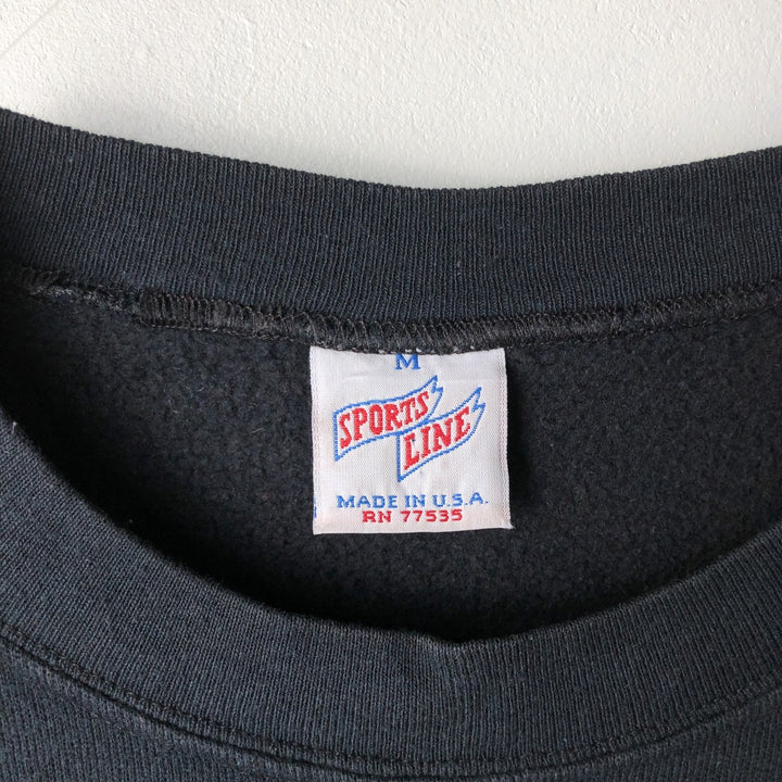 SPORTS LINE College Character Sweatshirt, Made in USA, Men's Size Medium polyester black type Vintage Second Hand