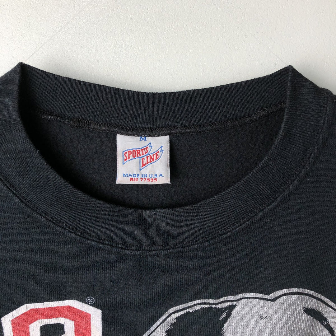 SPORTS LINE College Character Sweatshirt, Made in USA, Men's Size Medium polyester black type Vintage Second Hand