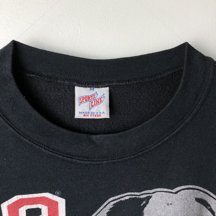 SPORTS LINE College Character Sweatshirt, Made in USA, Men's Size Medium polyester black type Vintage Second Hand