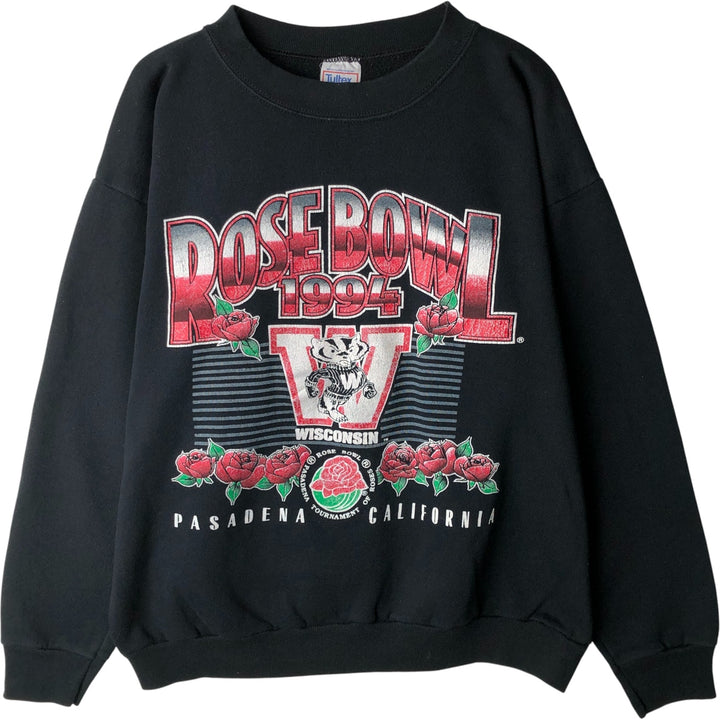 Vintage 90'S Tartex Rose Bowl College Character Sweatshirt, Made in USA, Men's XL cotton black type Vintage Second Hand